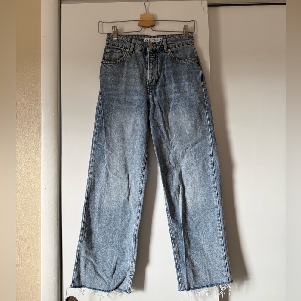 Zara Light Blue Straight Jeans